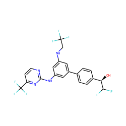 O[C@H](c1ccc(-c2cc(NCC(F)(F)F)cc(Nc3nccc(C(F)(F)F)n3)c2)cc1)C(F)F ZINC001772633716