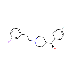 O[C@H](c1ccc(F)cc1)C1CCN(CCc2cccc(I)c2)CC1 ZINC000013473857