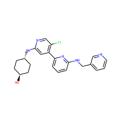 O[C@H]1CC[C@H](Nc2cc(-c3cccc(NCc4cccnc4)n3)c(Cl)cn2)CC1 ZINC000261075984
