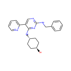O[C@H]1CC[C@H](Nc2nc(NCc3ccccc3)ncc2-c2ccccn2)CC1 ZINC000261150525