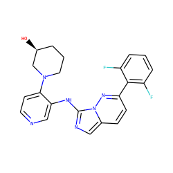 O[C@H]1CCCN(c2ccncc2Nc2ncc3ccc(-c4c(F)cccc4F)nn23)C1 ZINC000142880625
