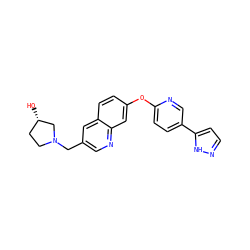 O[C@H]1CCN(Cc2cnc3cc(Oc4ccc(-c5ccn[nH]5)cn4)ccc3c2)C1 ZINC000215843143