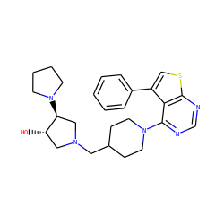 O[C@H]1CN(CC2CCN(c3ncnc4scc(-c5ccccc5)c34)CC2)C[C@@H]1N1CCCC1 ZINC000653676036
