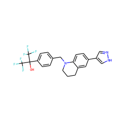 OC(c1ccc(CN2CCCc3cc(-c4cn[nH]c4)ccc32)cc1)(C(F)(F)F)C(F)(F)F ZINC000210469226