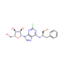 OC[C@@H](Cc1ccccc1)Nc1nc(Cl)nc2c1ncn2[C@@H]1O[C@H](CO)[C@@H](O)[C@H]1O ZINC000049021610