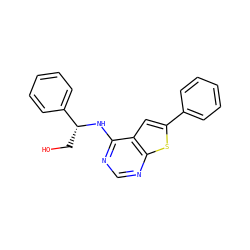 OC[C@@H](Nc1ncnc2sc(-c3ccccc3)cc12)c1ccccc1 ZINC000078536078