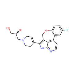 OC[C@@H](O)CN1CC=C(c2[nH]c3nccc4c3c2COc2ccc(F)cc2-4)CC1 ZINC001772581793
