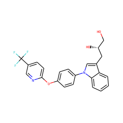 OC[C@@H](O)Cc1cn(-c2ccc(Oc3ccc(C(F)(F)F)cn3)cc2)c2ccccc12 ZINC000146722852