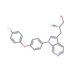 OC[C@@H](O)Cc1cn(-c2ccc(Oc3ccc(F)cc3)cc2)c2cnccc12 ZINC000146725198