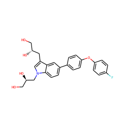 OC[C@@H](O)Cc1cn(C[C@H](O)CO)c2ccc(-c3ccc(Oc4ccc(F)cc4)cc3)cc12 ZINC000146653308