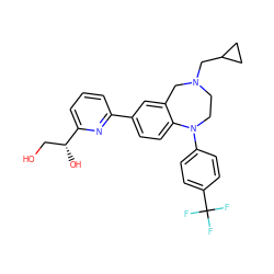 OC[C@@H](O)c1cccc(-c2ccc3c(c2)CN(CC2CC2)CCN3c2ccc(C(F)(F)F)cc2)n1 ZINC000473120603