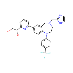 OC[C@@H](O)c1cccc(-c2ccc3c(c2)CN(Cc2ncc[nH]2)CCN3c2ccc(C(F)(F)F)cc2)n1 ZINC000473119677