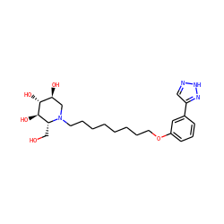 OC[C@@H]1[C@@H](O)[C@H](O)[C@@H](O)CN1CCCCCCCCOc1cccc(-c2cn[nH]n2)c1 ZINC000029037953