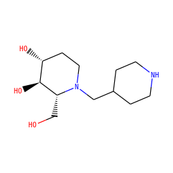 OC[C@@H]1[C@@H](O)[C@H](O)CCN1CC1CCNCC1 ZINC000473180528