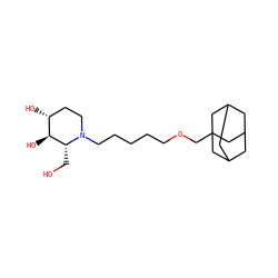 OC[C@@H]1[C@@H](O)[C@H](O)CCN1CCCCCOCC12CC3CC(CC(C3)C1)C2 ZINC000084617563