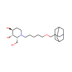 OC[C@@H]1[C@H](O)[C@@H](O)CCN1CCCCCOCC12CC3CC(CC(C3)C1)C2 ZINC000084619381