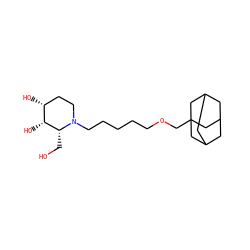 OC[C@@H]1[C@H](O)[C@H](O)CCN1CCCCCOCC12CC3CC(CC(C3)C1)C2 ZINC000084604259