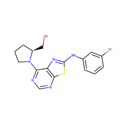 OC[C@@H]1CCCN1c1ncnc2sc(Nc3cccc(Br)c3)nc12 ZINC000653829385