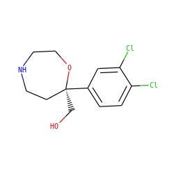 OC[C@]1(c2ccc(Cl)c(Cl)c2)CCNCCO1 ZINC000115736294