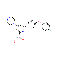 OC[C@H](O)c1cc(N2CCNCC2)cc(-c2ccc(Oc3ccc(F)cc3)cc2)n1 ZINC000114592032