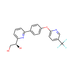 OC[C@H](O)c1cccc(-c2ccc(Oc3ccc(C(F)(F)F)cn3)cc2)n1 ZINC000114592271