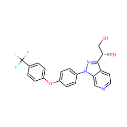 OC[C@H](O)c1nn(-c2ccc(Oc3ccc(C(F)(F)F)cc3)cc2)c2cnccc12 ZINC000145344740