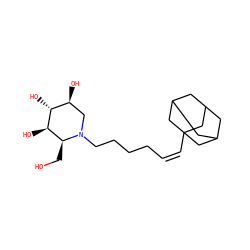 OC[C@H]1[C@@H](O)[C@H](O)[C@@H](O)CN1CCCC/C=C\C12CC3CC(CC(C3)C1)C2 ZINC000299822306