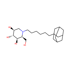OC[C@H]1[C@@H](O)[C@H](O)[C@@H](O)CN1CCCCCCC12CC3CC(CC(C3)C1)C2 ZINC000098191552