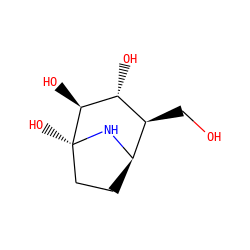 OC[C@H]1[C@H]2CC[C@](O)(N2)[C@@H](O)[C@@H]1O ZINC000066100686