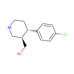 OC[C@H]1CNCC[C@@H]1c1ccc(Cl)cc1 ZINC000013475002