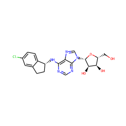 OC[C@H]1O[C@@H](n2cnc3c(N[C@@H]4CCc5cc(Cl)ccc54)ncnc32)[C@H](O)[C@@H]1O ZINC000013649467