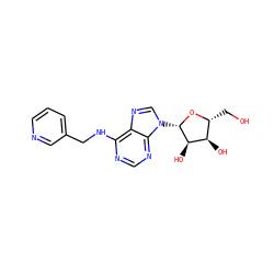 OC[C@H]1O[C@@H](n2cnc3c(NCc4cccnc4)ncnc32)[C@H](O)[C@@H]1O ZINC000013611537