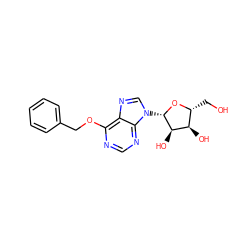OC[C@H]1O[C@@H](n2cnc3c(OCc4ccccc4)ncnc32)[C@H](O)[C@@H]1O ZINC000029058953