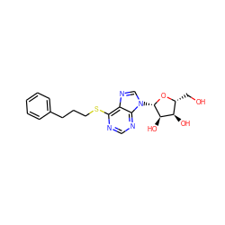 OC[C@H]1O[C@@H](n2cnc3c(SCCCc4ccccc4)ncnc32)[C@H](O)[C@@H]1O ZINC000029058449