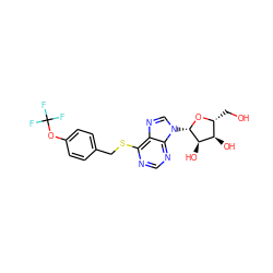OC[C@H]1O[C@@H](n2cnc3c(SCc4ccc(OC(F)(F)F)cc4)ncnc32)[C@H](O)[C@@H]1O ZINC000013560337