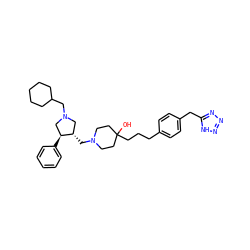 OC1(CCCc2ccc(Cc3nnn[nH]3)cc2)CCN(C[C@H]2CN(CC3CCCCC3)C[C@@H]2c2ccccc2)CC1 ZINC000026822320