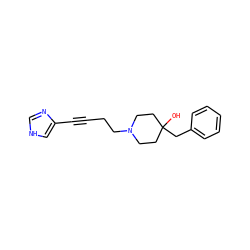 OC1(Cc2ccccc2)CCN(CCC#Cc2c[nH]cn2)CC1 ZINC000026672379