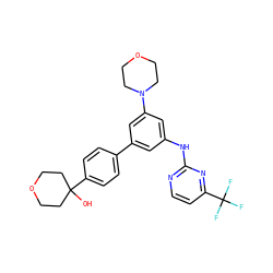 OC1(c2ccc(-c3cc(Nc4nccc(C(F)(F)F)n4)cc(N4CCOCC4)c3)cc2)CCOCC1 ZINC001772574351