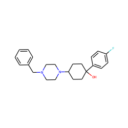 OC1(c2ccc(F)cc2)CCC(N2CCN(Cc3ccccc3)CC2)CC1 ZINC000022926609
