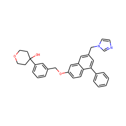 OC1(c2cccc(COc3ccc4c(-c5ccccc5)cc(Cn5ccnc5)cc4c3)c2)CCOCC1 ZINC000013759164