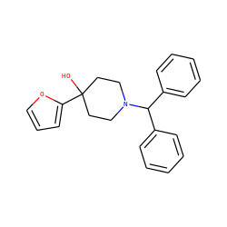 OC1(c2ccco2)CCN(C(c2ccccc2)c2ccccc2)CC1 ZINC000028817151