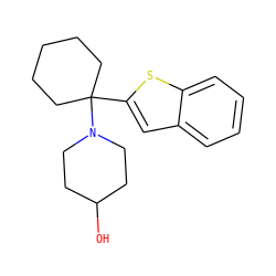 OC1CCN(C2(c3cc4ccccc4s3)CCCCC2)CC1 ZINC000013606648
