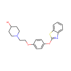 OC1CCN(CCOc2ccc(Oc3nc4ccccc4s3)cc2)CC1 ZINC000040919093