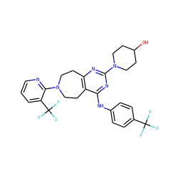 OC1CCN(c2nc3c(c(Nc4ccc(C(F)(F)F)cc4)n2)CCN(c2ncccc2C(F)(F)F)CC3)CC1 ZINC000144876158