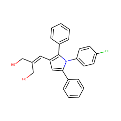 OCC(=Cc1cc(-c2ccccc2)n(-c2ccc(Cl)cc2)c1-c1ccccc1)CO ZINC000169330185