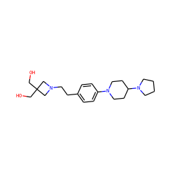 OCC1(CO)CN(CCc2ccc(N3CCC(N4CCCC4)CC3)cc2)C1 ZINC000103298459
