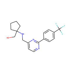 OCC1(NCc2ccnc(-c3ccc(C(F)(F)F)cc3)n2)CCCC1 ZINC000204414117