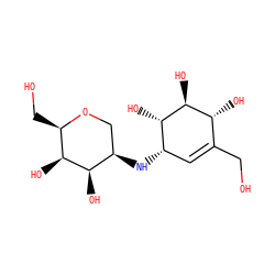 OCC1=C[C@H](N[C@@H]2CO[C@H](CO)[C@H](O)[C@@H]2O)[C@H](O)[C@@H](O)[C@@H]1O ZINC000253638252