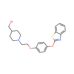 OCC1CCN(CCOc2ccc(Oc3nc4ccccc4s3)cc2)CC1 ZINC000040934312