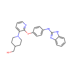 OCC1CCN(c2cccnc2Oc2ccc(Nc3nc4ccccc4[nH]3)cc2)CC1 ZINC000095563856